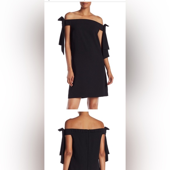 CeCe Dresses & Skirts - CeCe Black Dress Bows off the Shoulder to the Knee NWT